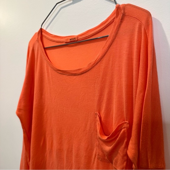 LA Made Long Sleeve Modal Drop Shoulder Top / Coral / S - Picture 7 of 10